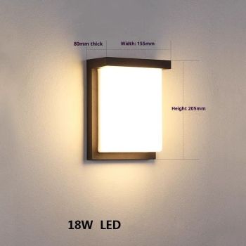 LED 8" Outdoor Wall Light, Front Door House Sconce | Waterproof | 18W | Exterior Patio Lighting Fixture, Flush Mount Porch Lamp | Black