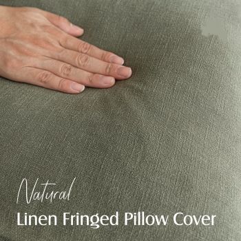 Set of 2 Decorative Linen Fringe Throw Pillow Covers Cozy Boho Farmhouse Cushion Cover with Tassels Soft Accent Pillowcase for Couch Sofa Bed Living Room Home Decor,20×20 Inch,Olive Green（The packaging only includes two pillowcases and does not include th