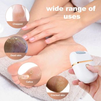 Electric Foot File Electric Foot Callus Remover,  Rechargeable Pedicure Tools for Feet, 2 Speeds, 3 Grinding Head Replacement Set for Dead Hard Cracked Dry Skin - White（13.5*11*3.3CM
）