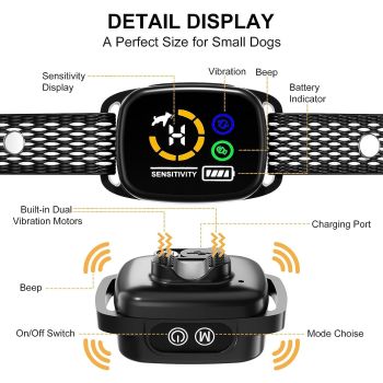 Bark Collar, Dog Bark Collar with 6 Adjustable Sensitivity, 3 Mode Beep/Vibration/Beep&Vibration, Rechargeable Smart Barking Collar for Large Medium Dogs, IP67 Waterproof Bark Training Collar