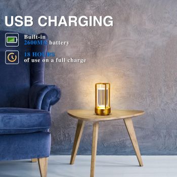 Portable Metal Table Lamp,Cordless Table Lamp,Battery Operated, 3 Light Colors, for Restaurant/Bedroom/Bars/Outdoor Party/Camping/Coffee Shop Atmosphere Night Light (Gold)9.5*17.5cm（Manual measurement may result in slight deviations in size）