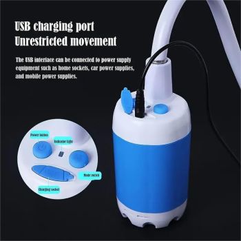 Portable Shower，Outdoor dormitory bath artifact Electric Rechargeable Portable Camping Shower, simple car self-priming shower，pet Shower, Blue（17*6.5cm)