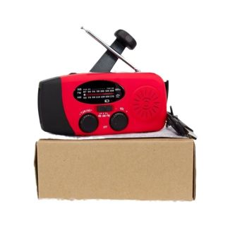 Solar Hand Crank Emergency Weather Radio,Portable Radio with 3  Flashlight 2000mAh Power Bank Cellphone Charger（red,12.9*6*5cm)