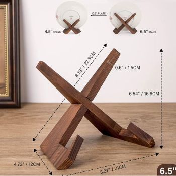 Plate Stand for Display - 6.5 Inch Plate Holder Display Stand, Wooden Picture Frame Holder, Decorative Table Top Easels