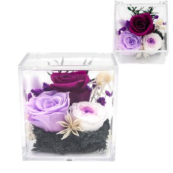 4pcs Valley of Rain & Forest Long-Lasting Real Flowers, Handcrafted Preserved Rose Bush For you to Send Love for All Occasions, Floral Arrangement for Indoor Decoration