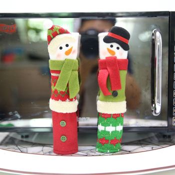 3 Piece Set Christmas Snowman Refrigerator Door Handle Covers Appliance Handle Covers Christmas Decorations Fits Standard Size(23*14cm)
