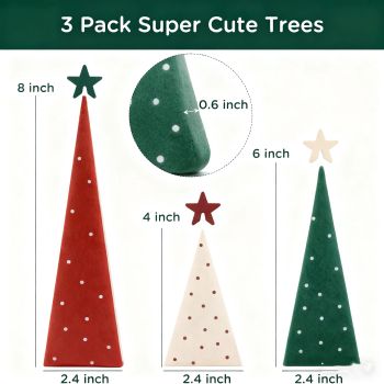 Christmas Decorations-Three Sizes Wooden Tree Sign with Star-Christmas Decorations for Home Shelf Mantel Fireplace Table Party Decor（8*2.4inch，4*2.4inch，6*2.4inch）