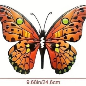 Metal Butterfly Wall Decor -24.6cm Outdoor Fence Wall Art Decor, Hanging Decoration for Garden Yard Living Room Bedroom Patio Balcony(4 Pack)