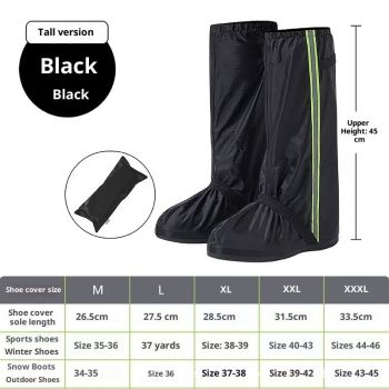 Rain Snow Waterproof Shoe Covers Motorcycle Boots Women Men Black, Reusable Foldable Anti-Snow Shoe Covers (XXL)