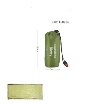 Emergency Sleeping Bag, Portable Emergency Blanket Thermal Bivy Sack, Waterproof Lightweight Survival Gear with Compass for Camping Hiking Outdoor Adventure240*150cm，3pcs，green，Send a whistle
