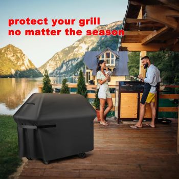 BBQ Grill Cover, 75-Inch Heavy Duty Waterproof UV Resistant Tear Resistant BBQ Gas Grill Cover for 190*71*117cm ,black