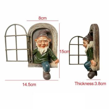 2 Pcs Bits and Pieces Elf Out The Window Yard Decorations Outdoor Tree Faces, 5.9 Inch Tree Hugger Whimsical Yard Decor, Elf, Fairy, Gnome Garden Decorations, Fun Garden Art