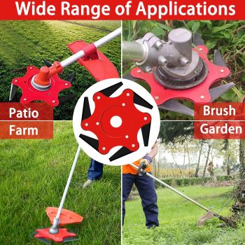 2 pack Trimmer Head Lawn Mower Head Accessories, 6 Teeth Trimmer Head Garden Tool Brush Cutter Cutting Head Blade Razors Lawn Mower Garden Grass Eater Brush Cutter (Red)