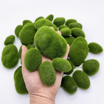 40Pcs Artificial Moss Rocks (4 Sizes), Green Moss Decor for Floral Arrangements, Fairy Gardens and Crafting