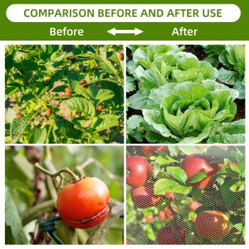 Garden Mesh Netting for Plants, 4 Pack Insect Bird Barrier Net Mesh with Drawstring, 1*1m Garden Bug Netting Plant Cover for Protect Fruit Tree Vegetable Flower