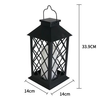 Solar Outdoor Lantern, Garden Hanging Waterproof Lanterns PVC Upgrade 3 LED Flickering Flameless Candle Decorative for Garden Women Mom Grandma Halloween Gifts (Grid Candle)