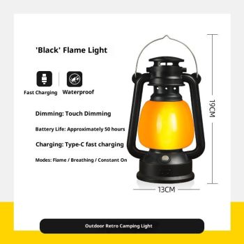 Farmhouse Rustic Accent Electric Lantern Oil Lamp with LED Bulb Black Matte Nightstand Table Lamps Antique Light Study Room 7.5 Inches Tall Cabin Kitchen Winery Restaurant Bar