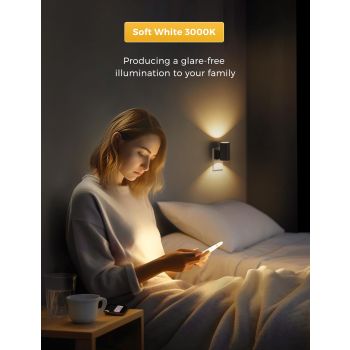 Night Lights Plug into Wall, Dimmable Night Light Plug in, Modern Night Lights with Dusk to Dawn Light Sensor, Soft White 3000K, Adjustable Brightness Nightlight for Hallway Bedroom, 2 Pack，4.8*8.8cm