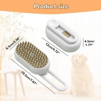 Pet Steam Groomer Comb 2pcs,3 in 1 Cat Steam Brush Pet Hair Steamy Brushes,Grooming Comb Tool for Pets Hair Removal with Steam for Massage Cleaning Shedding (White, )