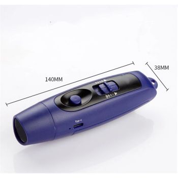 Rechargeable Bear Horn - Electronic Air Horn for Bears with 4 Volume Levels & 3 Tones,  Safety Light for Hiking, Camping, Wildlife Defense (Blue，14*3.8*3.85cm)