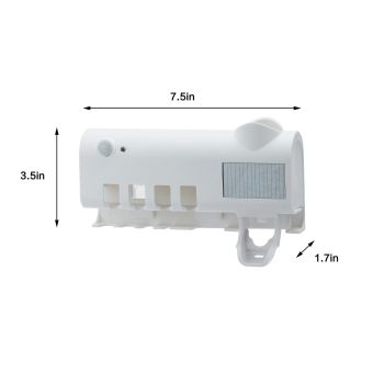 Toothbrush Holder for Bathroom 5 Toothbrush Slots Toothbrush Holder Wall Mounted with Toothpaste Dispenser Chargeable Tooth Brushing Holder (White induction model)