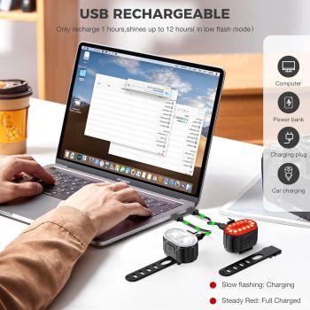 Bike Lights for Night Riding, USB Rechargeable LED Waterproof IPX5 Bicycle Lights  Rear Taillight Set with Mode Memory and Super Bright 6 Modes Options