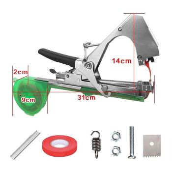 Plant Tying Machine Tape Tool for Tomatoes Peppers Grapes Cucumbers and Vining Vegetables Quickly and Easily Tie, Great for Gardeners Farmers, with Tapes, Spare Parts, Staples - Green