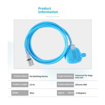 Grooming Sprayer Long Hose, Indoor Shower or Outdoor Garden Compatible - Ideal for Dogs and Cats Durable Pet Shower Sprayer and Bathing Massage Brush