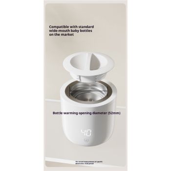 Baby Bottle Warmer Portable 3 Minutes Fast Milk Warmer for Travel with 4 Selectable Temperature & Burn Protection（white）