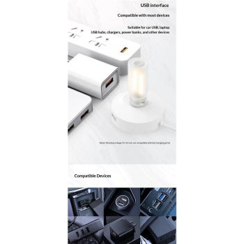 4 PCS Car USB Lights, Plug-in Retro Car Atmosphere Lamp with Touch Dimmable, Portable Mini Glass Bottle LED Bulb Night Lights for Vehicle Bedroom Hallway Camping Holiday Decoration (white)