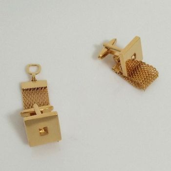 Mens Cufflinks with Chain - Shiny Gold Tone Shirt Accessories - Party Gifts for Young Men, for Wedding Party Anniversary