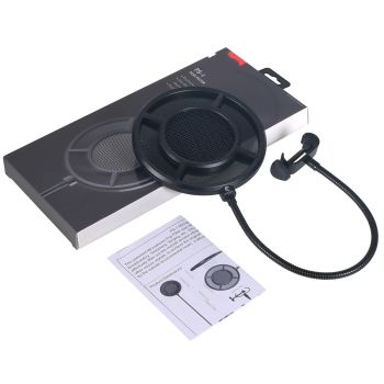 2-layer  Anti spray net for Other Mic, Upgraded Metal Microphone Pop Filter Windscreen with Flexible 360°Gooseneck