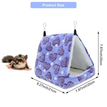 Hamster Love Pattern Hammock Chinchillas Warmth Supplies Small Pets Cotton Nest Rat Nest Mat for Squirrel Hedgehog Guinea Totoro Pig Bed House Cage Nest Hamster Accessories (Purple, L)