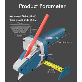 Gypsum Board Cutting Tool Gypsum Board Cutter Multifunctional Woodworking Panel with Tape Measure Tool Kit Includes Cutter, Pencil and 5 Blades