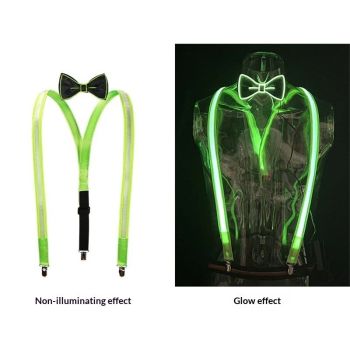 2 Pcs/Set, Light Up Men's LED Suspenders And Bow Tie, Perfect for Music Festival Halloween Costume Party, Christmas