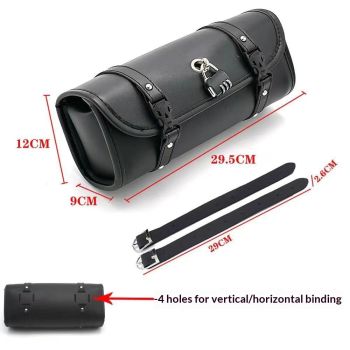 Universal Motorcycle Fork Handlebar Tool Bag Cycling Bag Waterproof Black, Handlebar Bag Storage Tool Bag-29.5cm