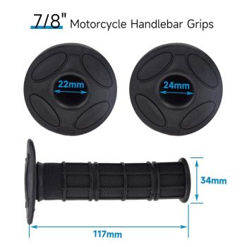 Black Motorcycle Grip, Motorcycle Hand Grips for Pit Dirt Bike Motocross Motorcycle Offroad Dirt Bike