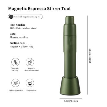 Retractable Espresso Stirrer Tools for Barista, Magnetic  Espresso Distribution Tool with Stainless Steel Needles (Green)