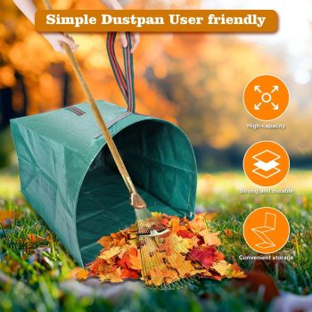 Leaf Collector, Large Yard Dustpan-Type Lawn and Leaf Bags,150L Reusable Garden Bags for Leaves, Debris, Grass, Clippings, Lawn Trash（green 59*56*43cm）