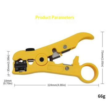 All-In-One Stripping Tool Universal Cable Wire Stripper, Coaxial Cable andWire Cutting Tool Multifunction Coax Stripper for Flat or Round Yellow