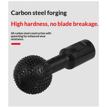 Ball Gouge Angle Grinder Attachment - 360° Sphere Rotary Burr for Rapid Wood Carving, Heavy-Duty Steel Spherical Grinding Head with Abrasive Teeth（ Interface 10MM）