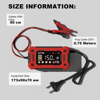 15-Amp Battery Charger, 12V  Lithium iron phosphate battery Car Battery Charger Trickle Charger Smart Battery Maintainer w/Temp Compensation for Car Truck Lawn Mower Boat Marine