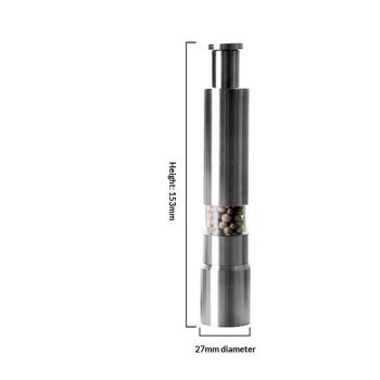Stainless-Steel One-Handed Thumb Push Button Salt and Pepper Grinder For Black Pepper(Stainless steel spring built-in model)
