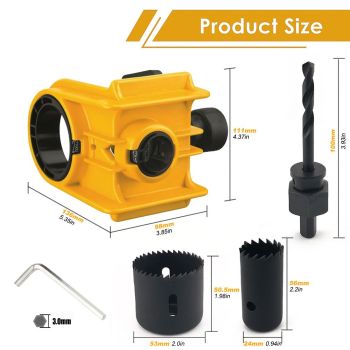 Door Lock Installation Kit,  For Metal or Wood Doors, 2 Adjustable Bushings, Easy Installation  with Hole Saw & Anti-Warp Backing Plates (Yellow)