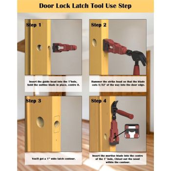 Door Latch Mortise Tool, Door Latch Installation Kit Help Remove Material to Install Door Latch for Clean, Accurate Professional Installation, Door Latch Tool for Use with 1-3/4" or 1-3/8" Thick Door