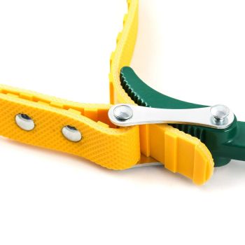 Strap Wrench 12 Inches, Water Filter Wrench Steel Handle Adjustable Strap Wrench for Replacing Water Filter, Pipe Joints, Oil Filter, Swimming Pool Connection (Green Handle, Yellow Strap)