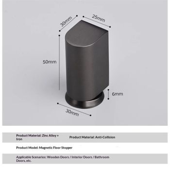 Silent Magnetic Door Stoppers - Matte Black Door Stopper, Stainless Steel Windproof Heavy Duty Gripper, Adjustable Height for Door Gaps, Keep Door Open