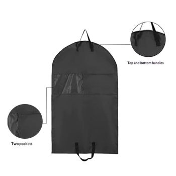 40Inch Garment Bag for Hanging Clothes, Waterproof Dance Costume Bags, Gusseted Hanging Garment Bags for Travel Storage, Kids Garment Bag, Garment Bag for Dance Competitions（Black-2 pack, oniy bag)