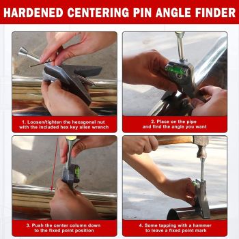 Upgraded Pipe Center Finder, Measure Pipe Diameter, Pipefitter Tools With Centering Head, Measure Pipe Diameter Over 0.5" & up With 4" Y-Type Base and Adjustable Dial Bubble Protractor