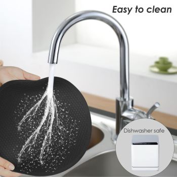 Silicone Microwave Mats, 12" Extra Large Multi-Use Microwave Mat Heat Resistant Silicone Mat Pot Holders Hot Pads for Kitchen, Silicone Cover Pad for Microwave Oven Hot Pot Pans, Black 2Pack